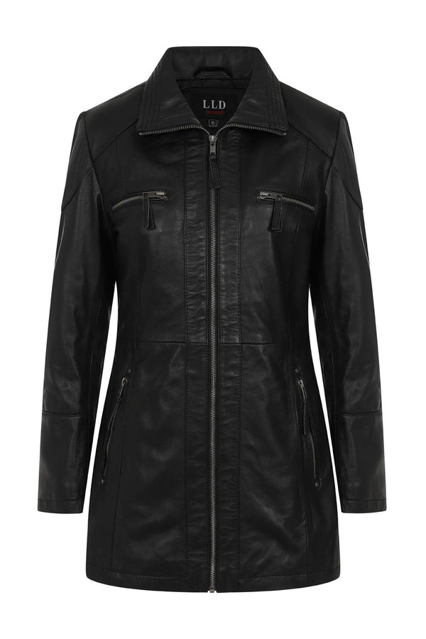 Women's Beautiful Hip Length Leather Jacket - ALEXA-884 - London Leathers Direct